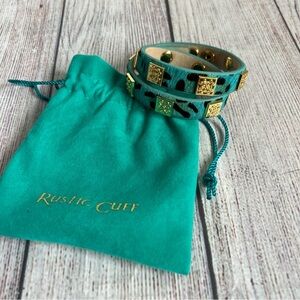 RUSTIC CUFF Meagen Leather Turquoise Leopard Bracelet